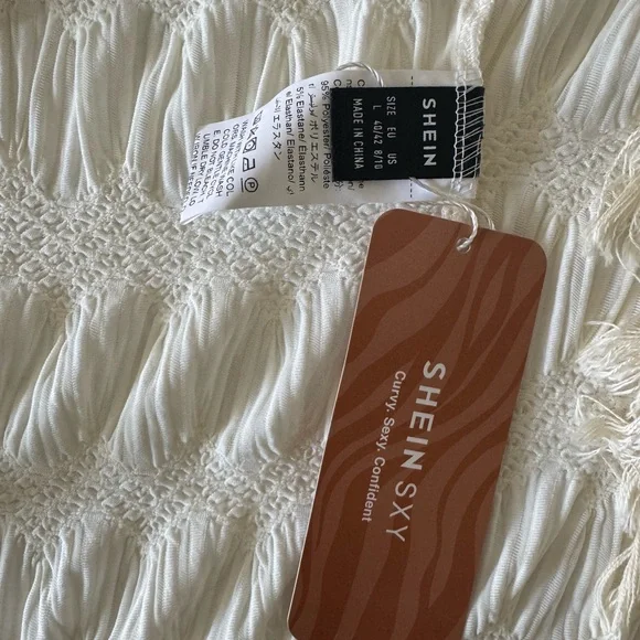 NWT SHEIN Cream Textured Skirt/Cover Up - Picture 6 of 7